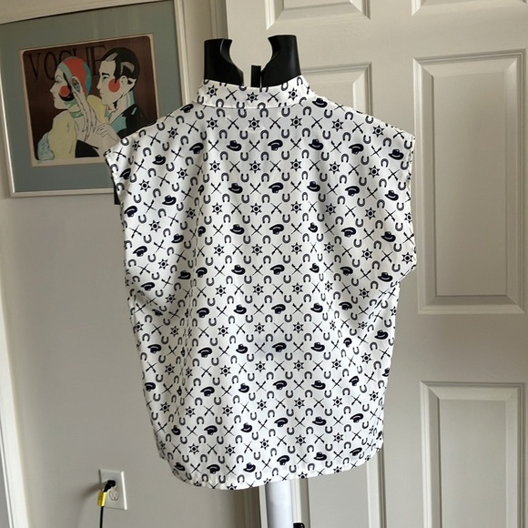 Vintage Audrey 3+1 XL sleeveless black & white  cowboy hats guns horsesho… - Picture 4 of 7